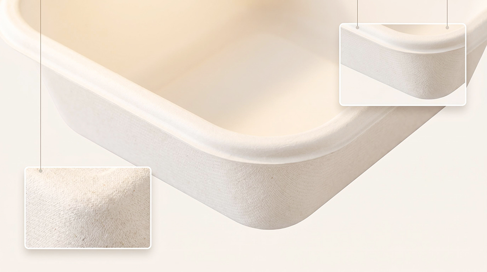 2 compartment bagasse square lunch boxes